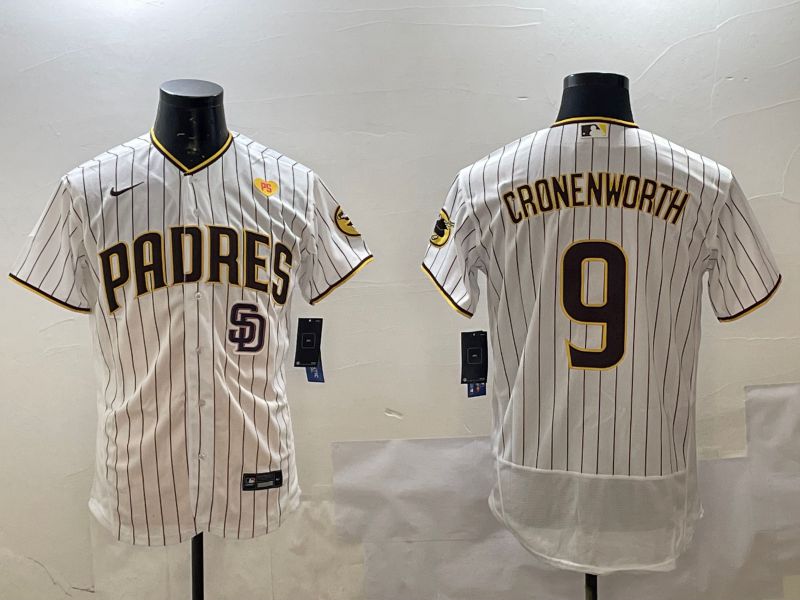 Men San Diego Padres #9 Cronenworth White Stripe Elite 2025 Nike MLB Jersey style 10